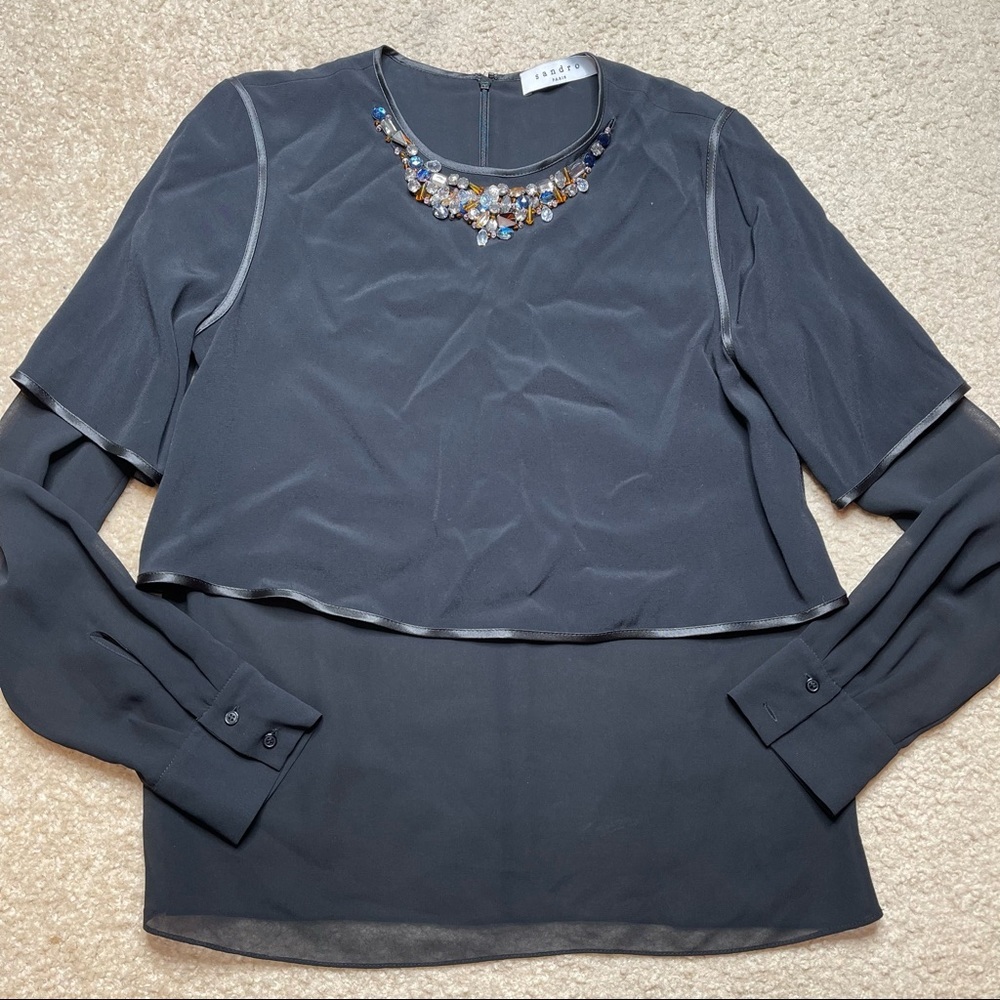 Sandro Embellished Layered Blouse